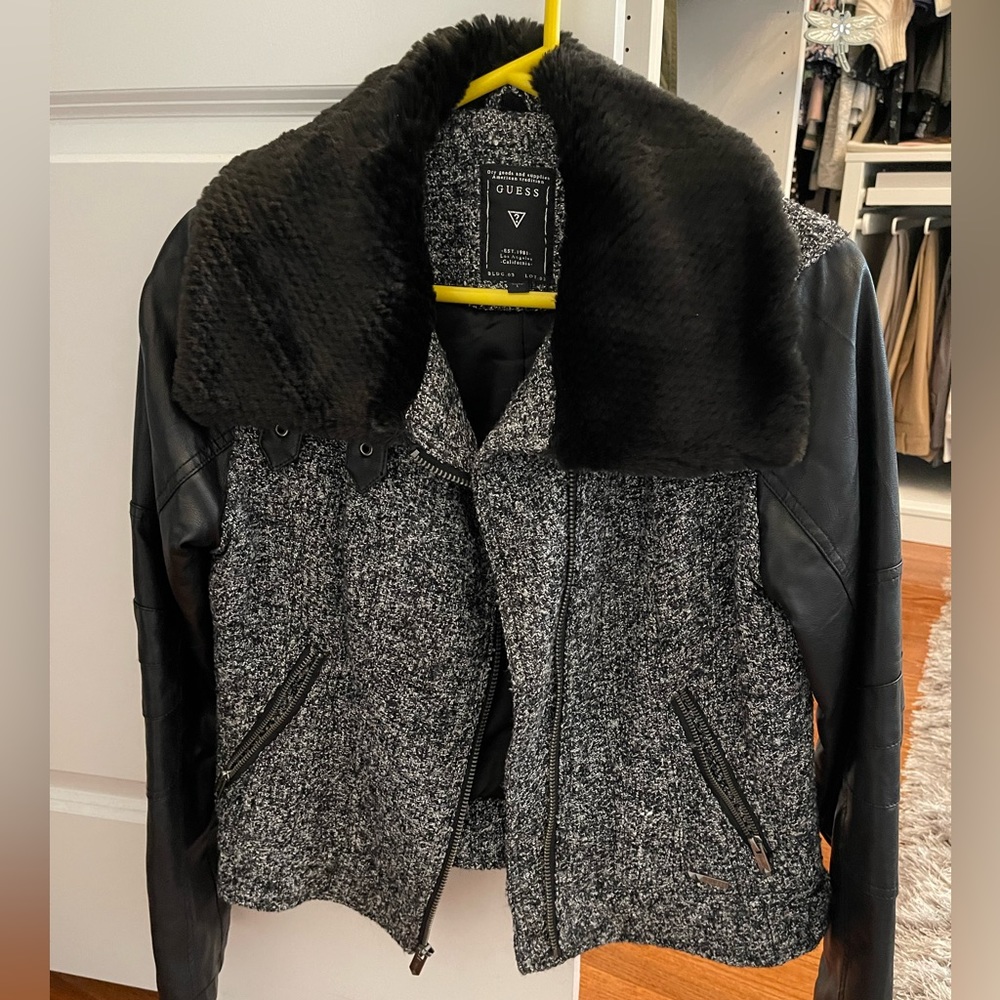 Guess Tweed and Leather Jacket